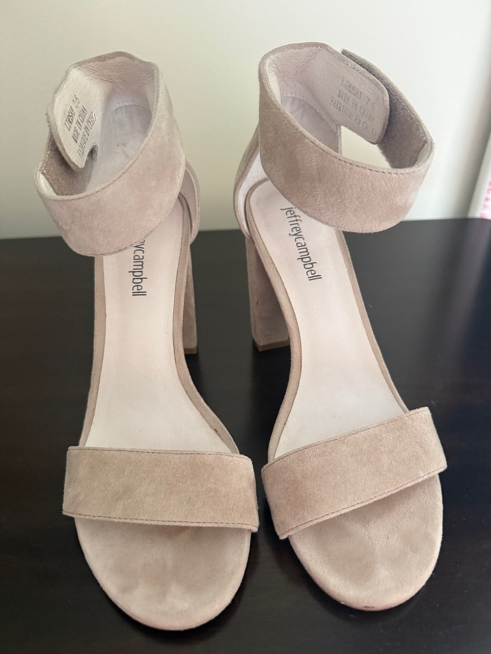 Jeffrey Campbell Nude Beige Suede Block Heel Sandals